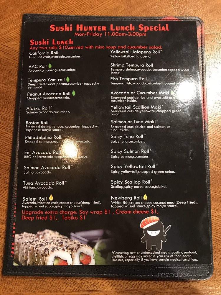 Sushi Hunter - Newberg, OR menu_pic