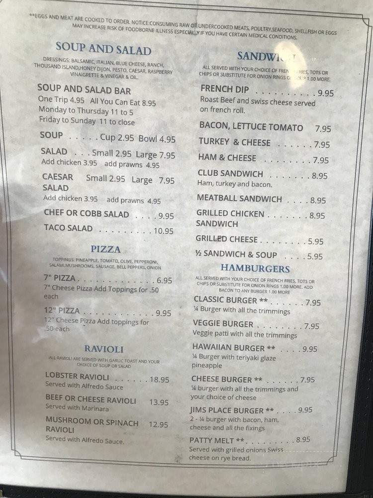 Jim's Roadside Grill - Warrenton, OR menu_pic