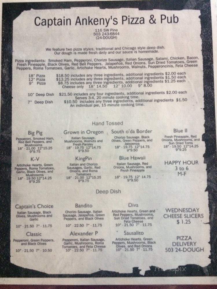 Captain Ankeny's Pizza & Pub - Portland, OR menu_pic