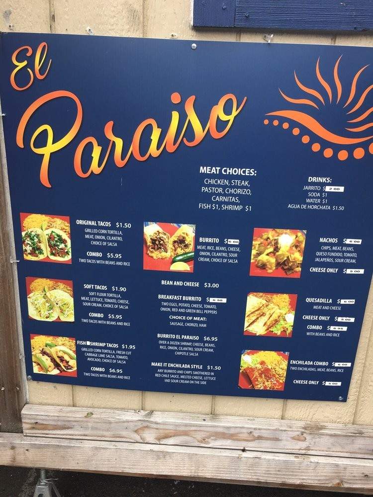 El Paraiso - Portland, OR menu_pic