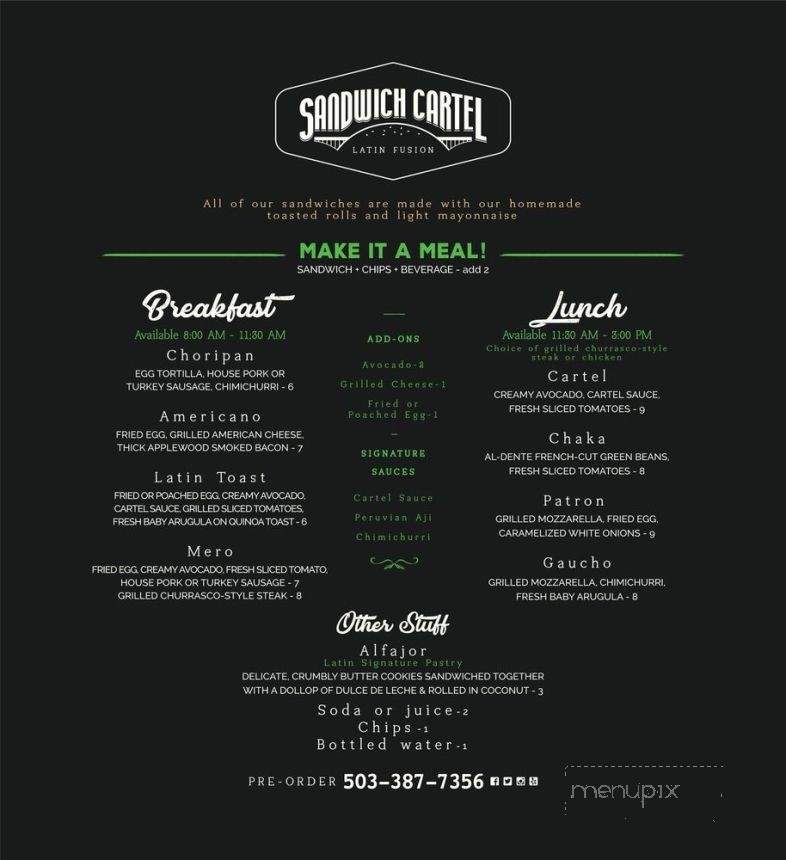 Sandwich Cartel - Portland, OR menu_pic
