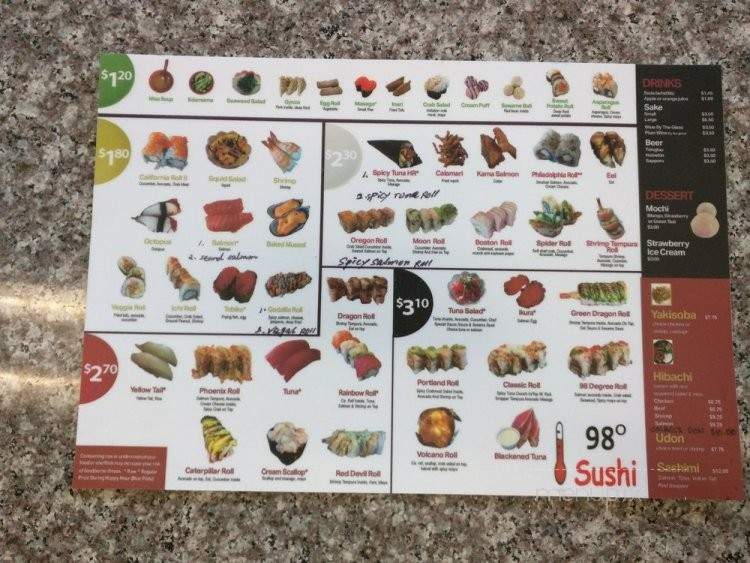 98 Degrees Sushi - Portland, OR menu_pic