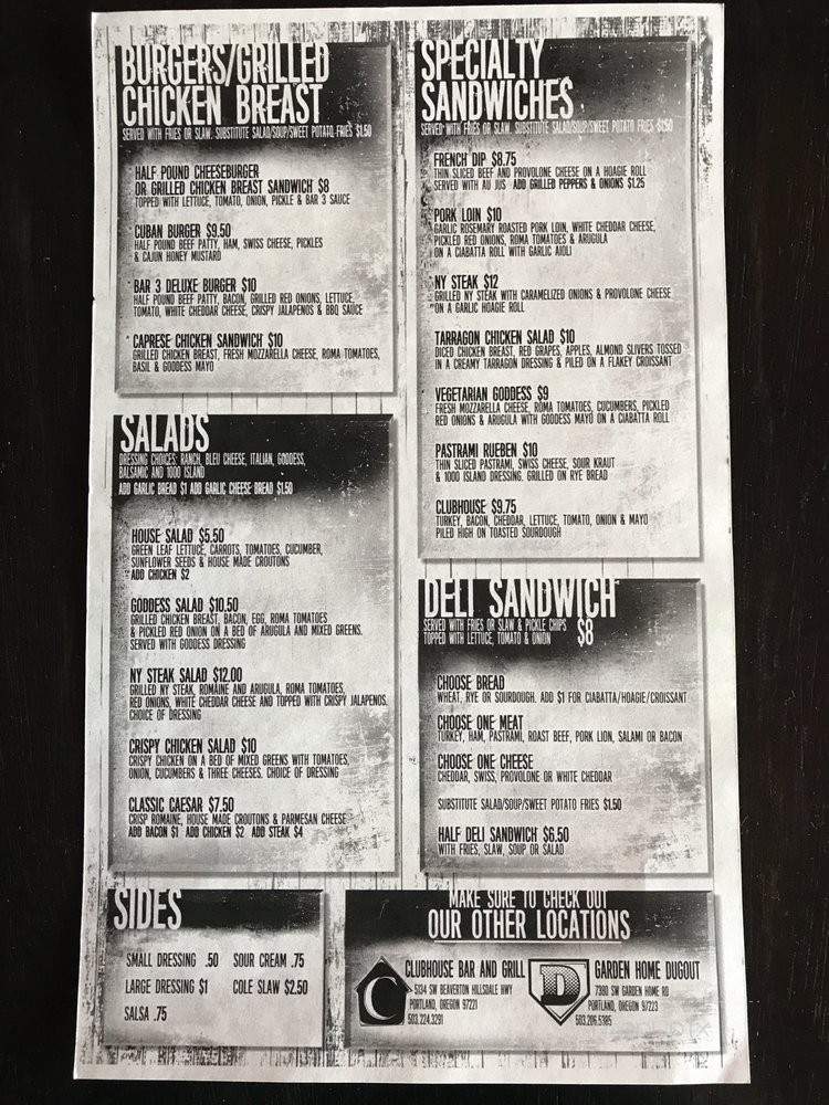 Bar 3 - Portland, OR menu_pic