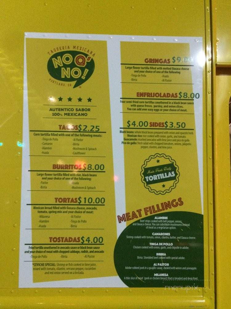 No Q No - Portland, OR menu_pic