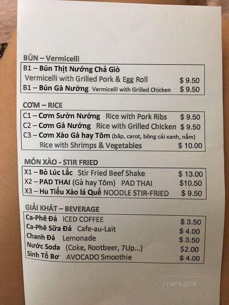 Nam Vang Noodle House - Portland, OR menu_pic