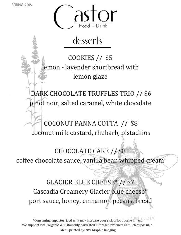 Menu of Castor in Corvallis, OR 97333