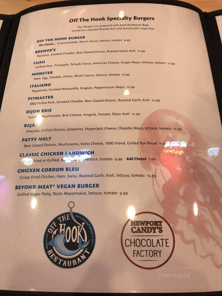 Off the Hook Bar & Grill - Newport, OR menu_pic