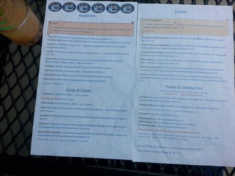 Off the Hook Bar & Grill - Newport, OR menu_pic