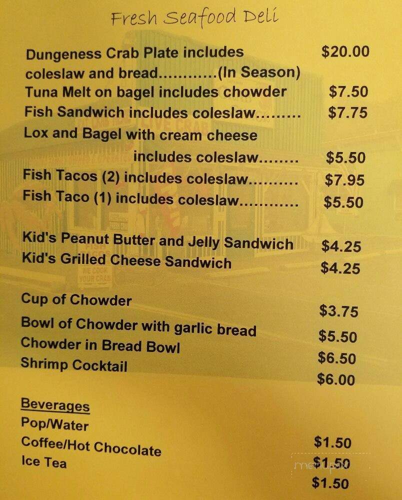 Cap'n Jack's Crab Shack - Charleston, OR menu_pic