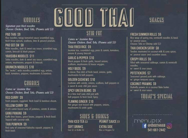 Good Thai on Wheels - Gold Beach, OR menu_pic