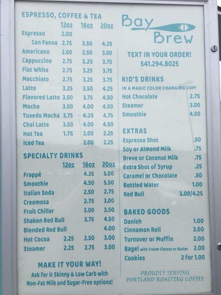 Bay Brew - North Bend, OR menu_pic