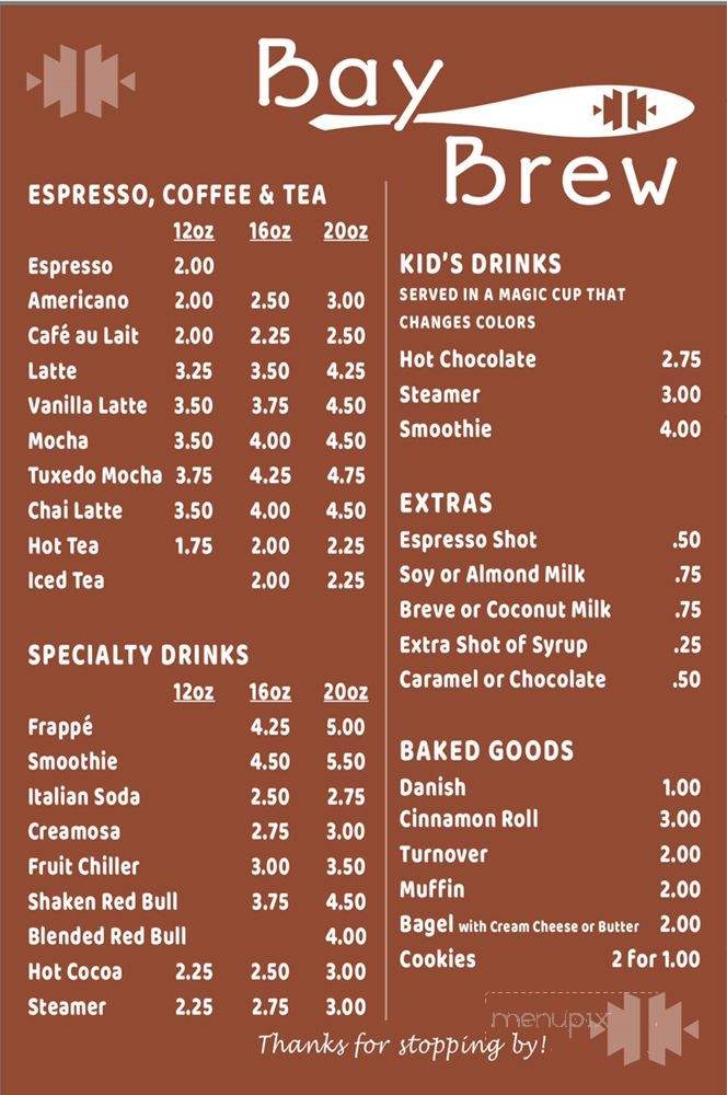 Bay Brew - North Bend, OR menu_pic