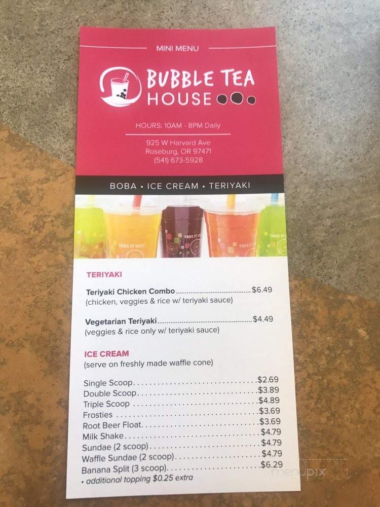 Bubble Tea House - Roseburg, OR menu_pic