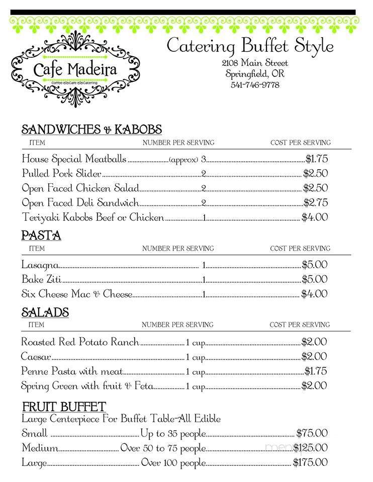 Cafe Madeira - Springfield, OR menu_pic