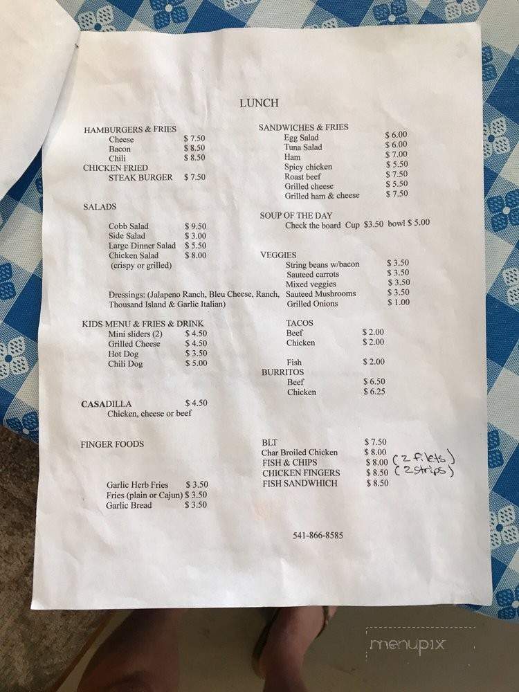 Ricki's Place - Wolf Creek, OR menu_pic