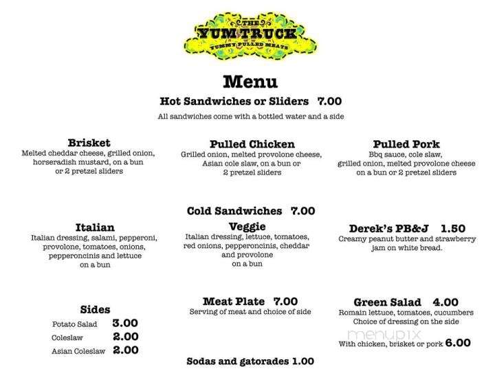 The Yum Truck - White City, OR menu_pic