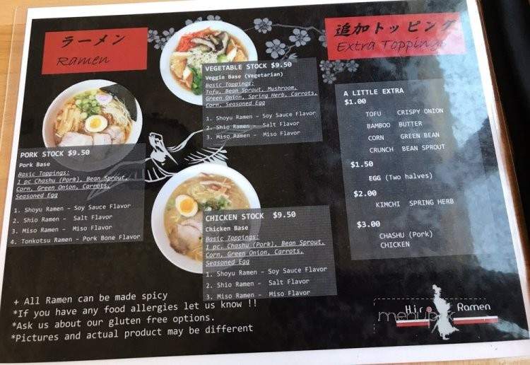 Hiro Ramen - Ashland, OR menu_pic