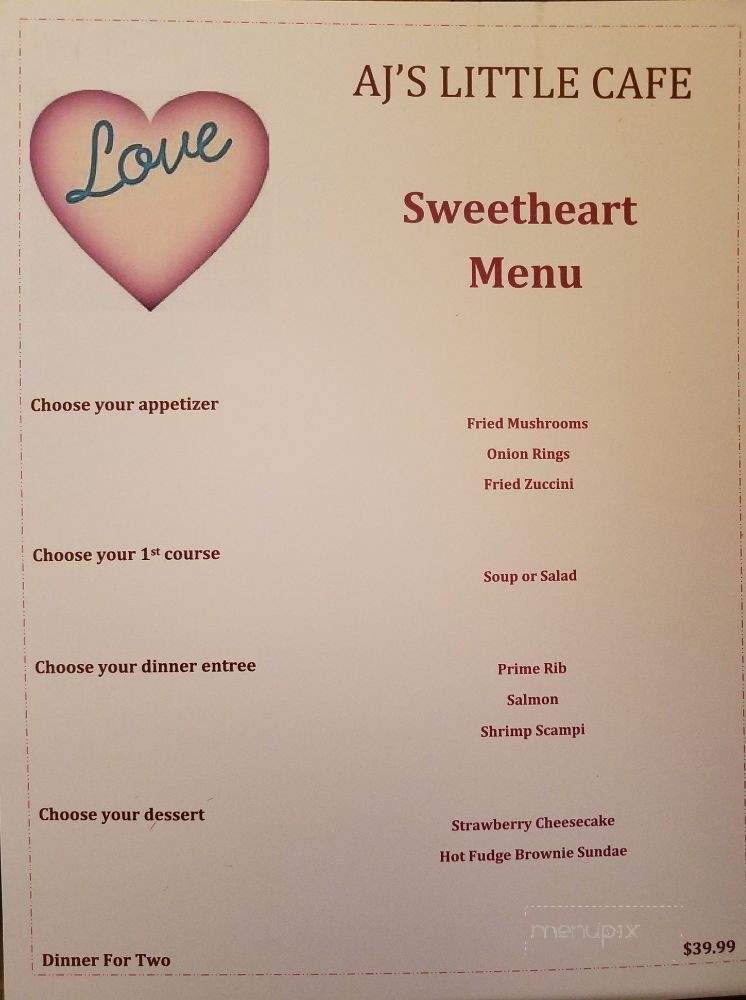AJ's Little Cafe - Pendleton, OR menu_pic