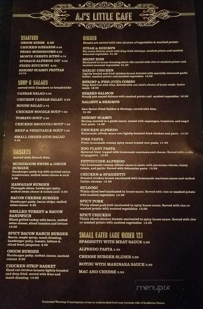 AJ's Little Cafe - Pendleton, OR menu_pic