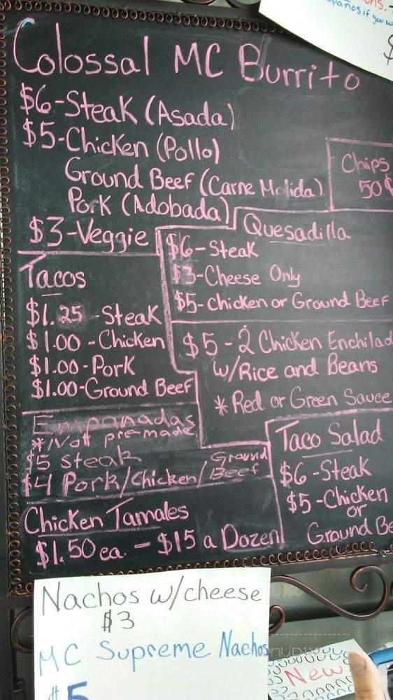 MC Taco Truck - Baker City, OR menu_pic