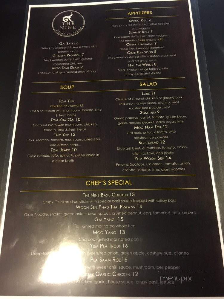 The Nine Thai Cuisine - Federal Way, WA menu_pic