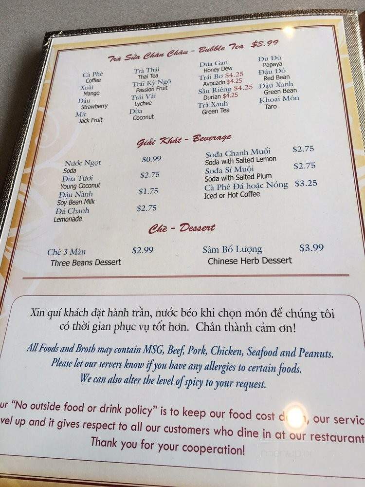 Gia Hung Vietnamese Restaurant - Kent, WA menu_pic