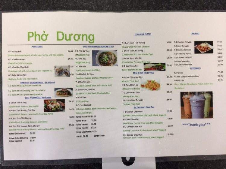 Pho Duong - Kent, WA menu_pic