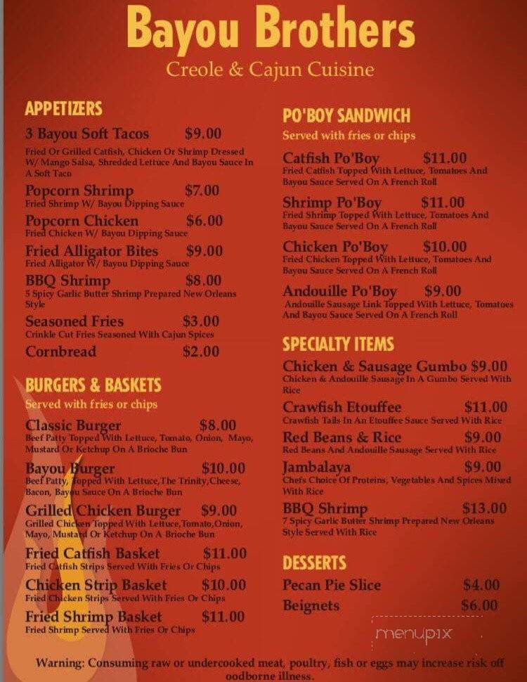 Bayou Brother's - Kirkland, WA menu_pic