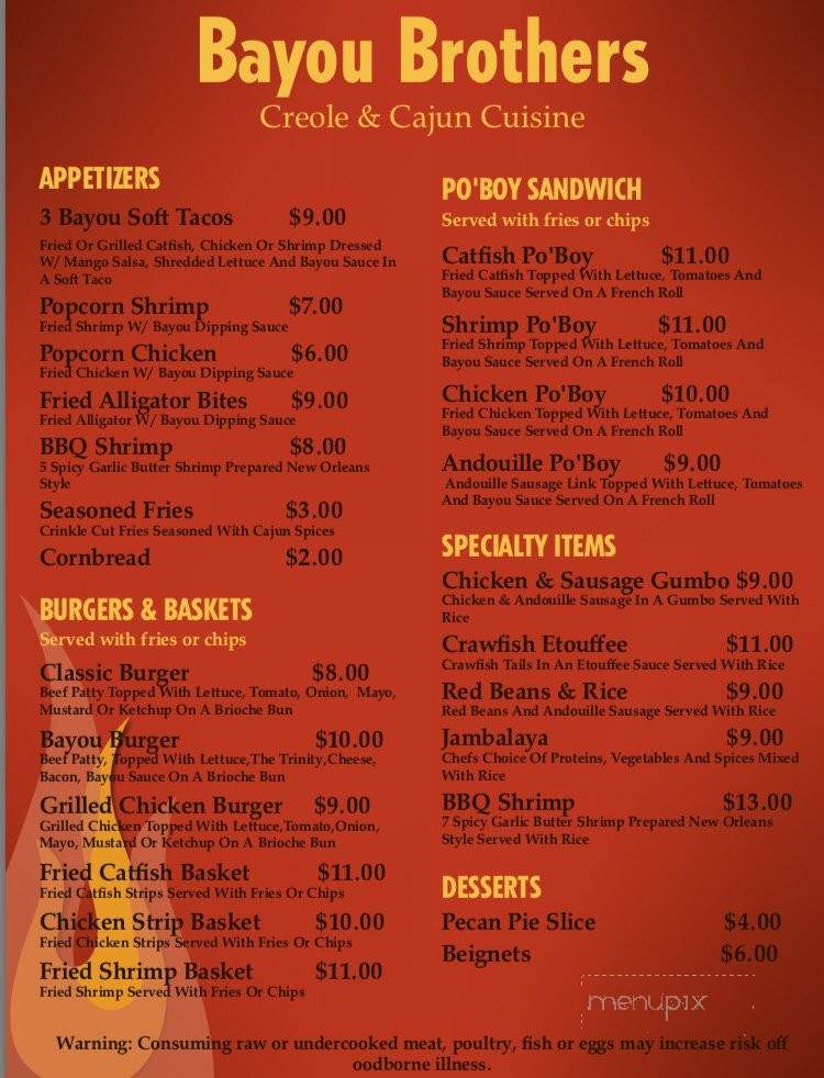 Bayou Brother's - Kirkland, WA menu_pic