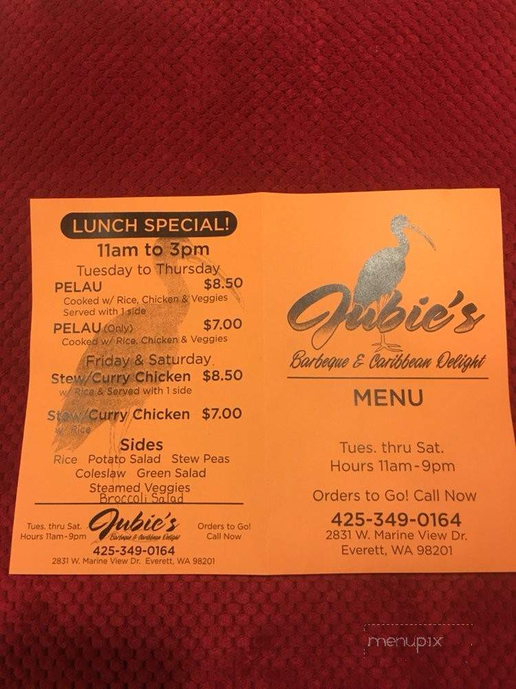Jubie's BBQ & Caribbean Delight - Everett, WA menu_pic