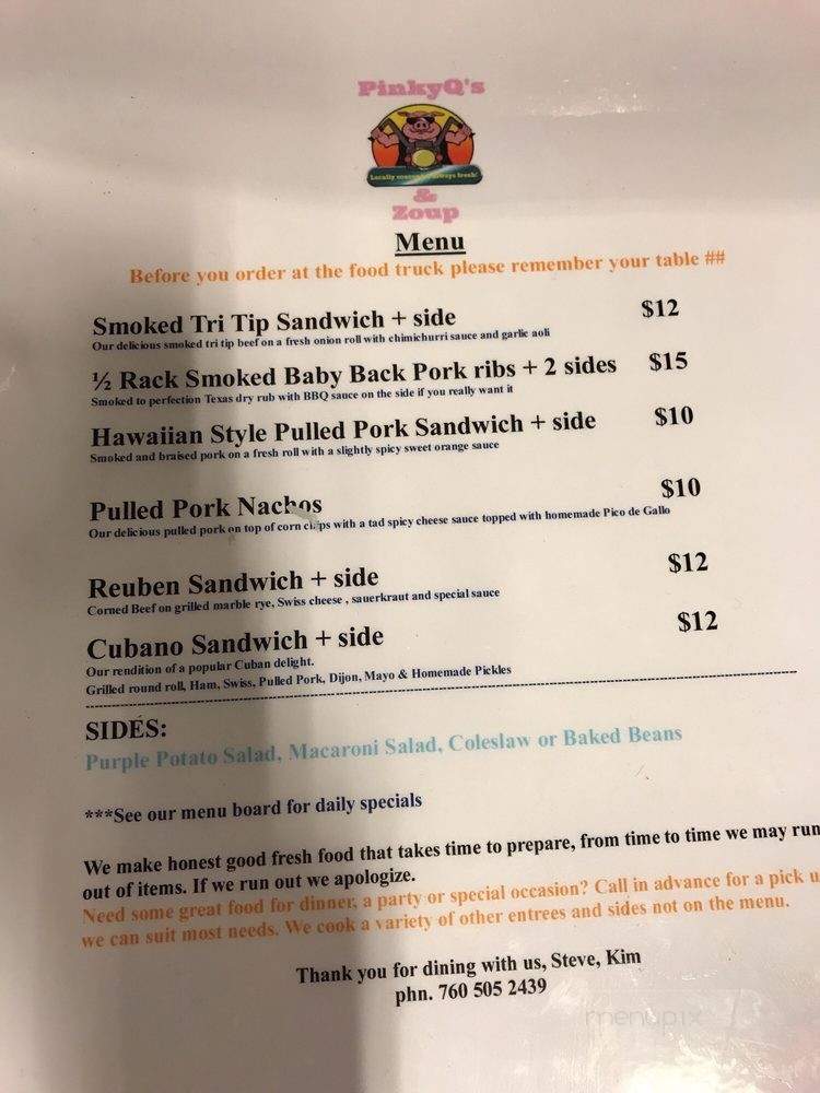 PinkyQ's and Zoup - Arlington, WA menu_pic