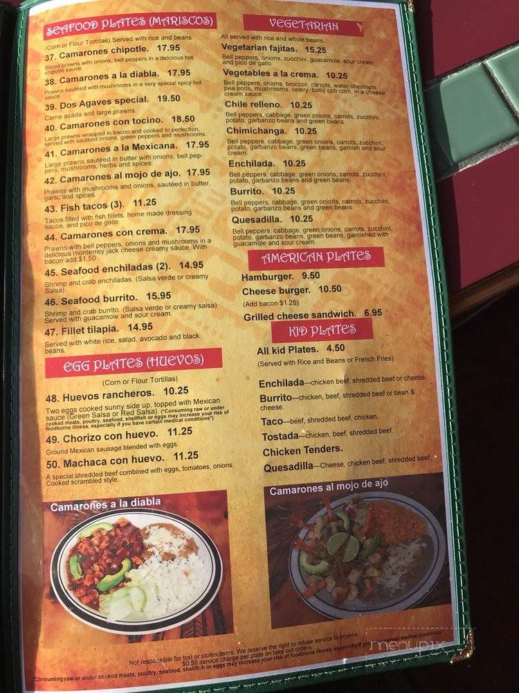 Dos agaves Mexican Restaurant - Marysville, WA menu_pic