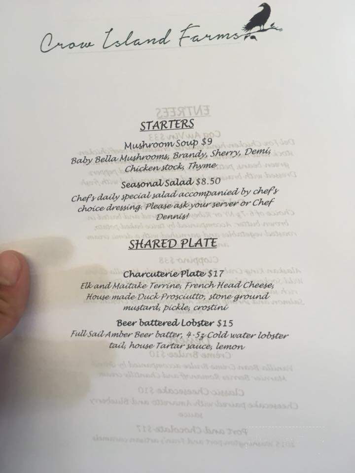 Crow Island Farms - Stanwood, WA menu_pic