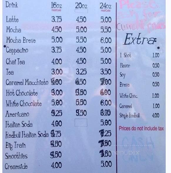 Fantasy Espresso - Bremerton, WA menu_pic