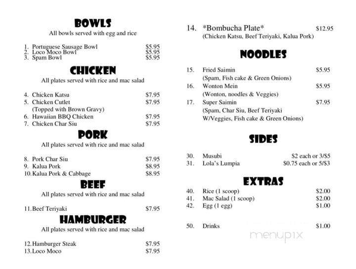 Island Hut - Bremerton, WA menu_pic