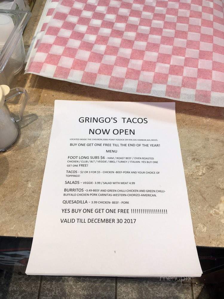 Gringos Tacos - Gig Harbor, WA menu_pic