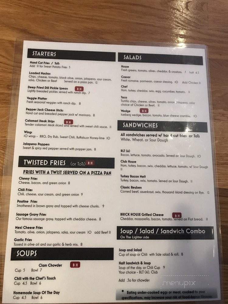Brick House Bar & Grill - Port Orchard, WA menu_pic