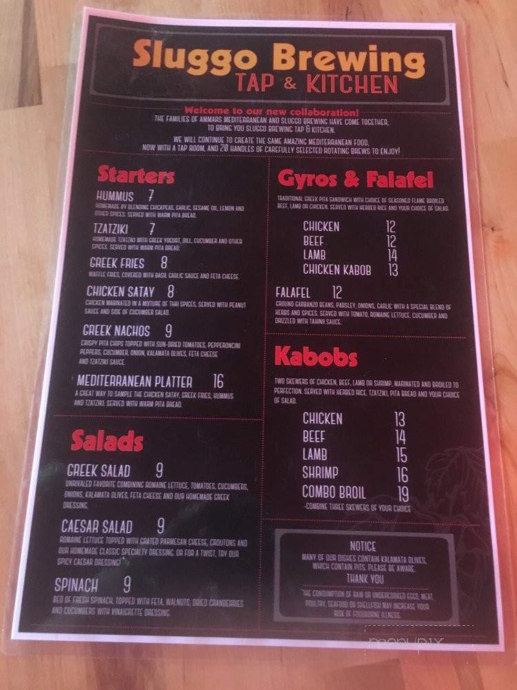 Sluggo Brewing Tap & Kitchen - Tacoma, WA menu_pic