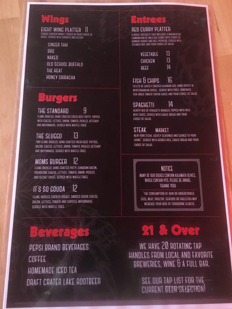 Sluggo Brewing Tap & Kitchen - Tacoma, WA menu_pic