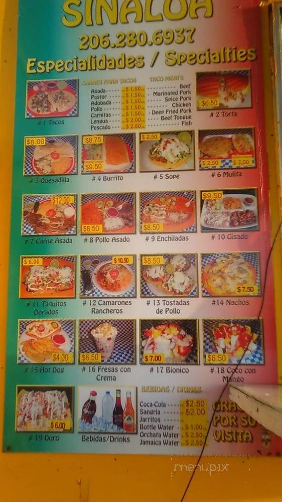 Taqueria Sinaloa - Tacoma, WA menu_pic