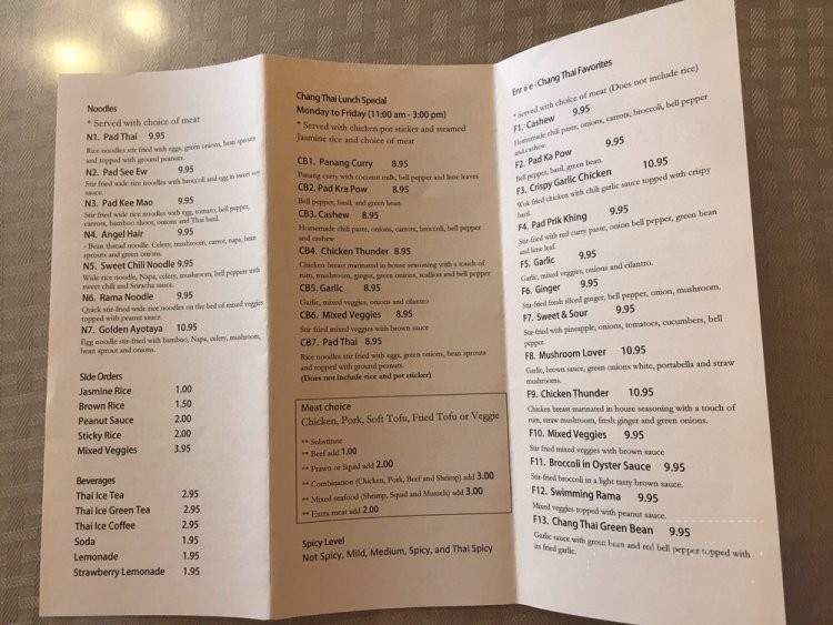 Chang Thai - Lakewood, WA menu_pic