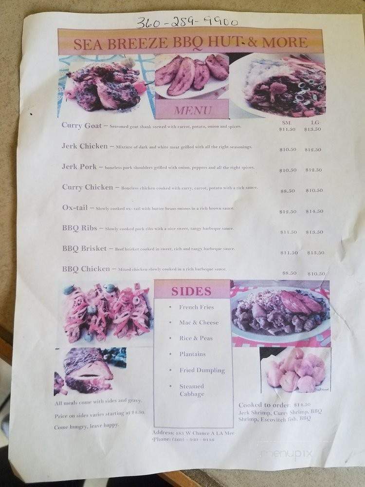Sea Breeze BBQ Hut - Ocean Shores, WA menu_pic