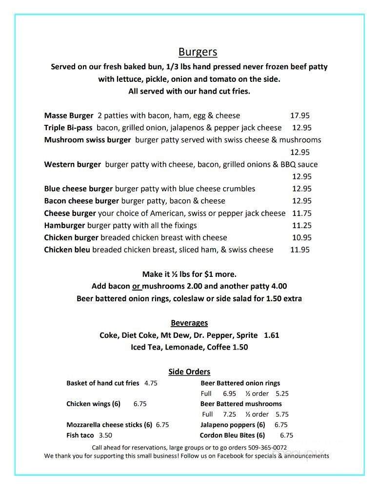 Sandbar & Grill - Lyle, WA menu_pic