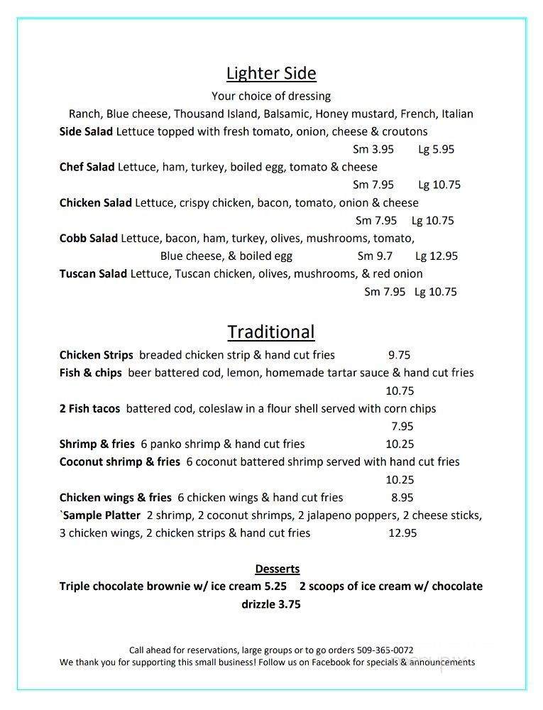 Sandbar & Grill - Lyle, WA menu_pic