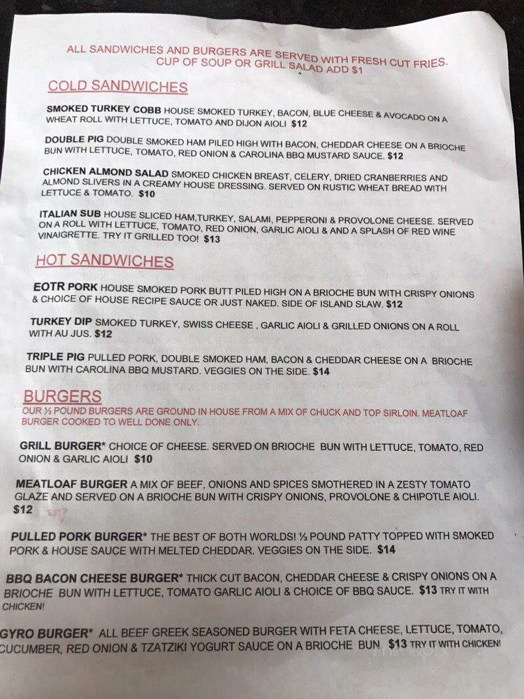 End Of The Road Grill - Ridgefield, WA menu_pic