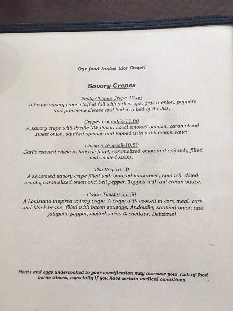 Tater's Crepe Cafe - Stevenson, WA menu_pic
