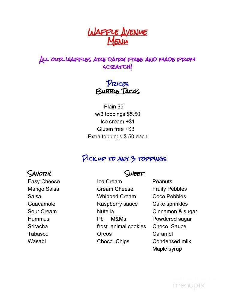 Waffle Avenue - Vancouver, WA menu_pic