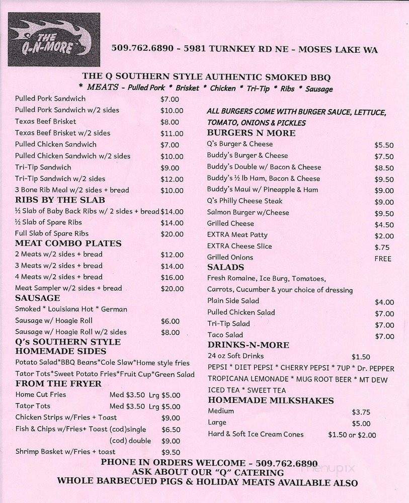 The Q-N-More - Moses Lake, WA menu_pic