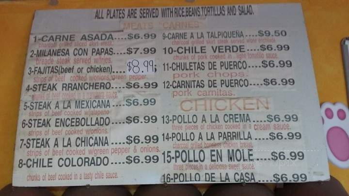 Taquerua Chapala - Yakima, WA menu_pic