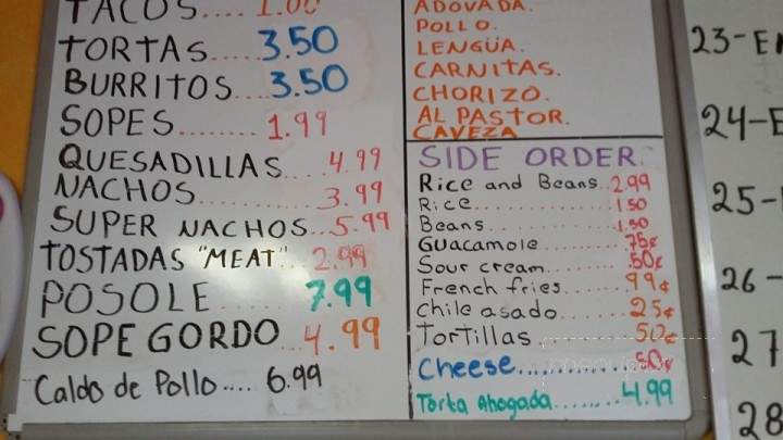 Taquerua Chapala - Yakima, WA menu_pic